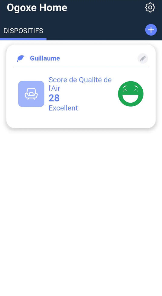 Application mobile oGoXe-R avec score de qualité de l'air intérieur