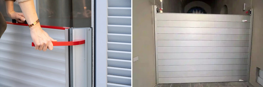 Batardeau amovible en aluminium et une version empilable pour protéger une porte de garage